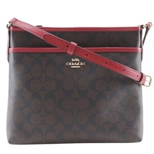 Coach Dark Brown and Red/orange Crossbody Bag